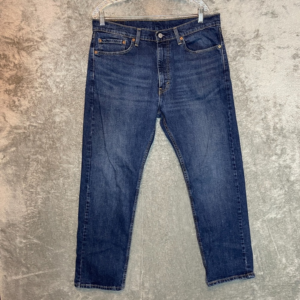 Levis 505 Men Regular Straight Dark Wash Jean 36x30 Casual Classic Basic Stretch
